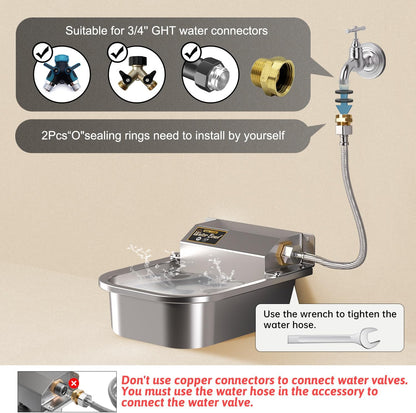 Automatic Water Dispenser for Dogs, Patented 3L Outdoor Dog Drinking Water Bowl, Stainless Steel