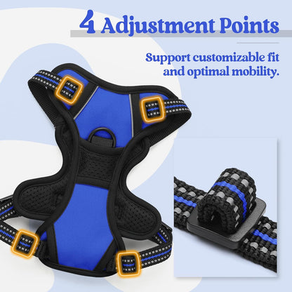 rabbitgoo Dog Harness No Pull with 2 Leash Clips, Adjustable Soft Padded, Reflective Oxford No