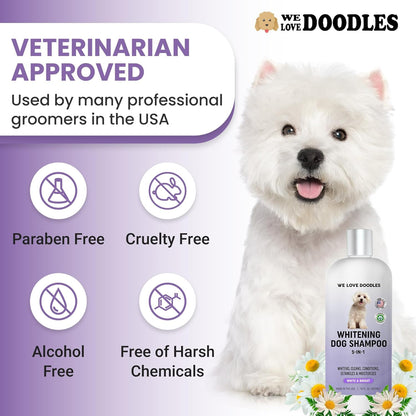Whitening Dog Shampoo | Made in USA | Brightening Dogs Fur | White & Bright Hair | Removes Stains &