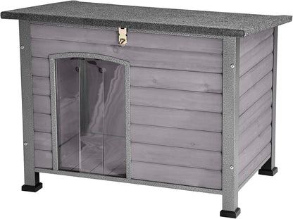 Indoor Outdoor Dog House,Anti-Chewing Iron Frame Dog Kennel,Wood Warm Pets Home,Weatherproof