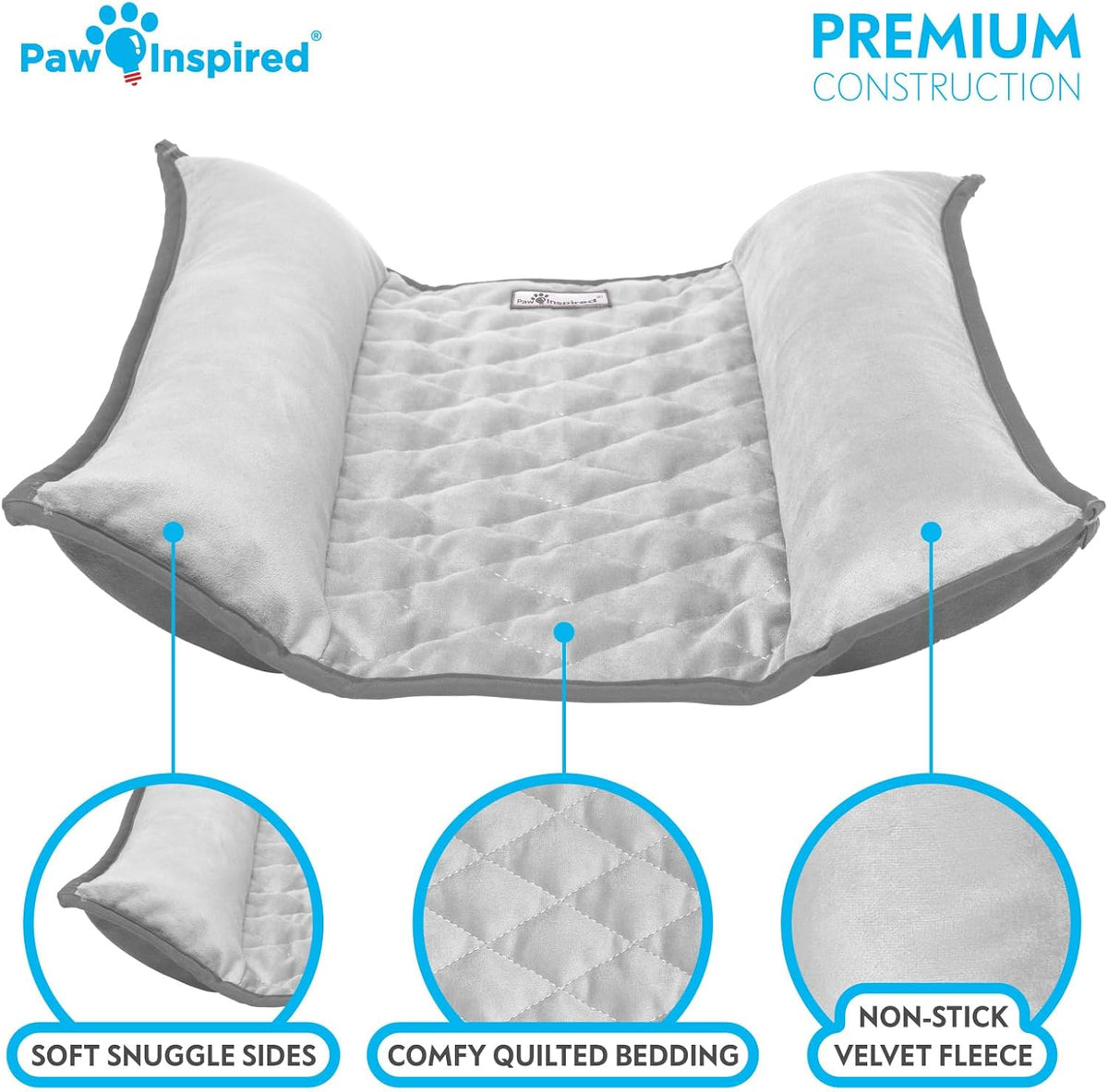 Paw Inspired Snuggle Bunny Bolster Bed for Rabbits, Cats, Dogs and Other Small Pets, Reversible
