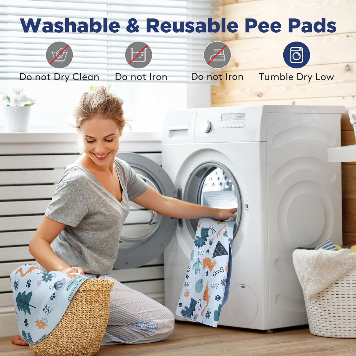 FURTIME Washable Pee Pads for Dogs, 2 Pack Large 34"x36" Super Absorbent Reusable Puppy Pads, 100%