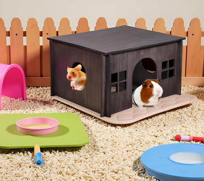 Wooden Guinea Pig House with Windows,Hamster Hideout, Large Size Suitable for Two Guinea Pig