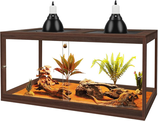 PROLEE Bearded Dragon Tank,60 Gallon Reptile Tank with Meatl Mesh Roof and Front Sliding Door