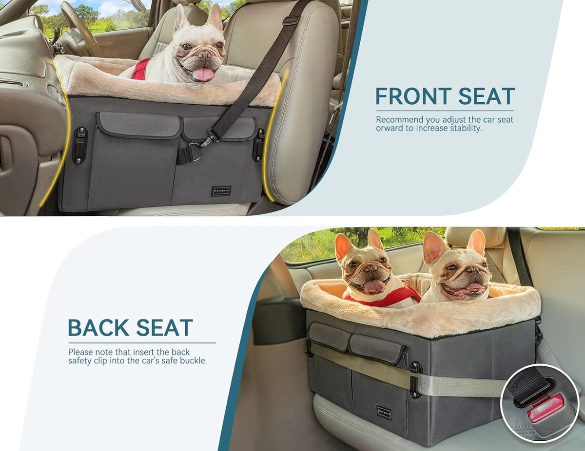 Petsfit Dog Car Seat for Medium Dogs or 2 Small Dogs, Upgraded Dog Booster Car Seat for Front and