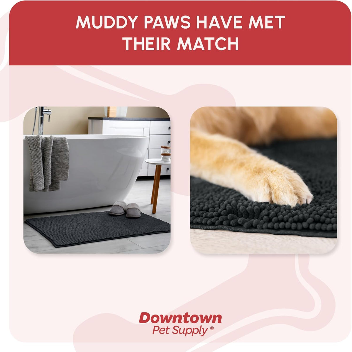 My Doggy Place Microfiber Dog Mat for Muddy Paws, 60" x 36" Charcoal - Non-Slip, Absorbent and