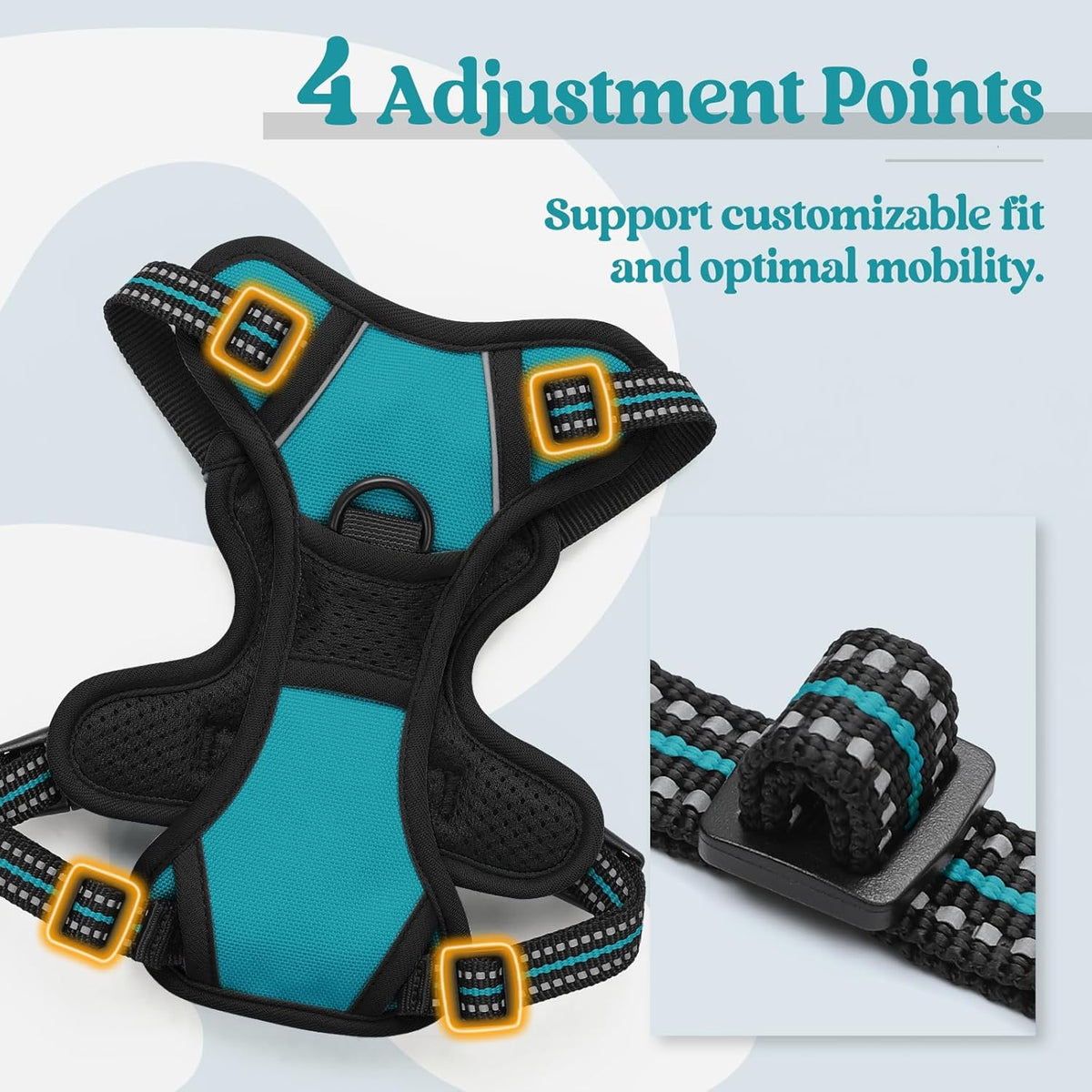 rabbitgoo Dog Harness No Pull with 2 Leash Clips, Adjustable Soft Padded, Reflective Oxford No