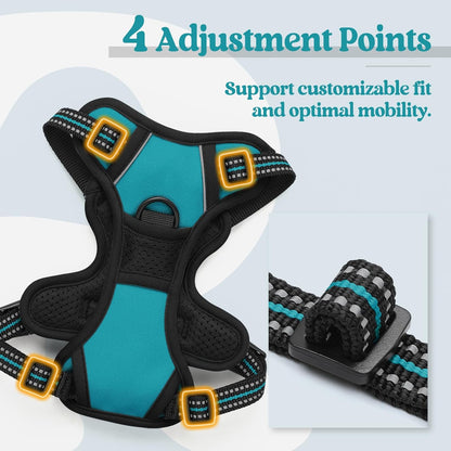 rabbitgoo Dog Harness No Pull with 2 Leash Clips, Adjustable Soft Padded, Reflective Oxford No