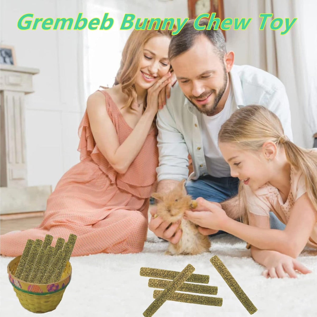 Rabbit Toys,Timothy Hay Stick for Guinea Pig Toy Bunny Chew Toys for Teeth Grinding Hamster Alfalfa