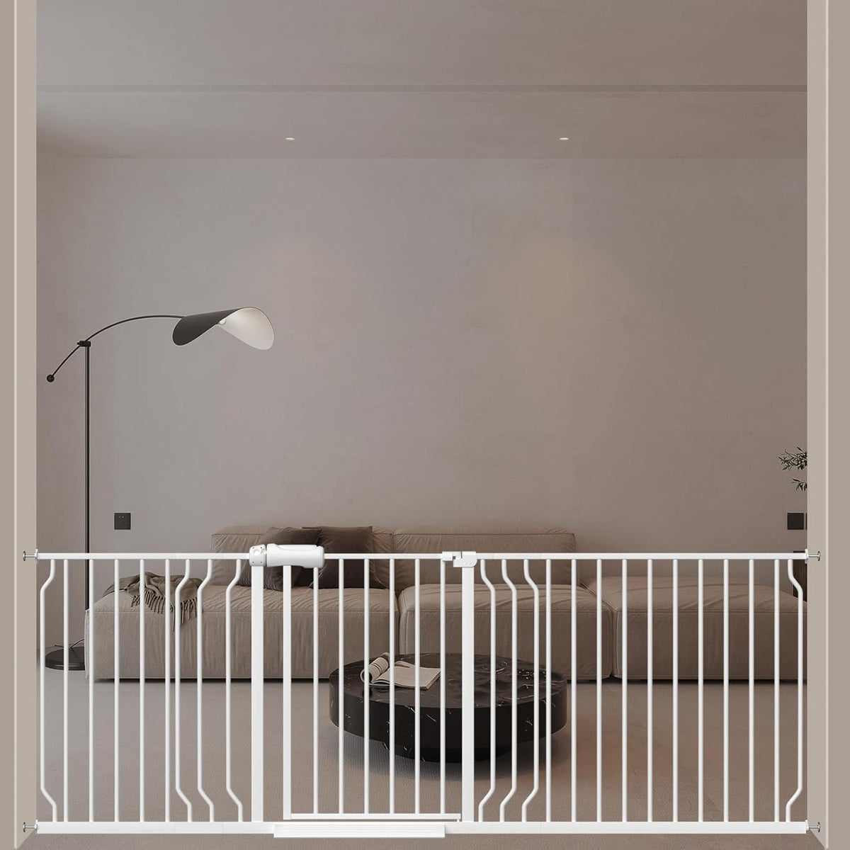 ALLAIBB Extra Wide Pressure Mounted Baby Gate Walk Through Child Kids Safety Toddler Tension White