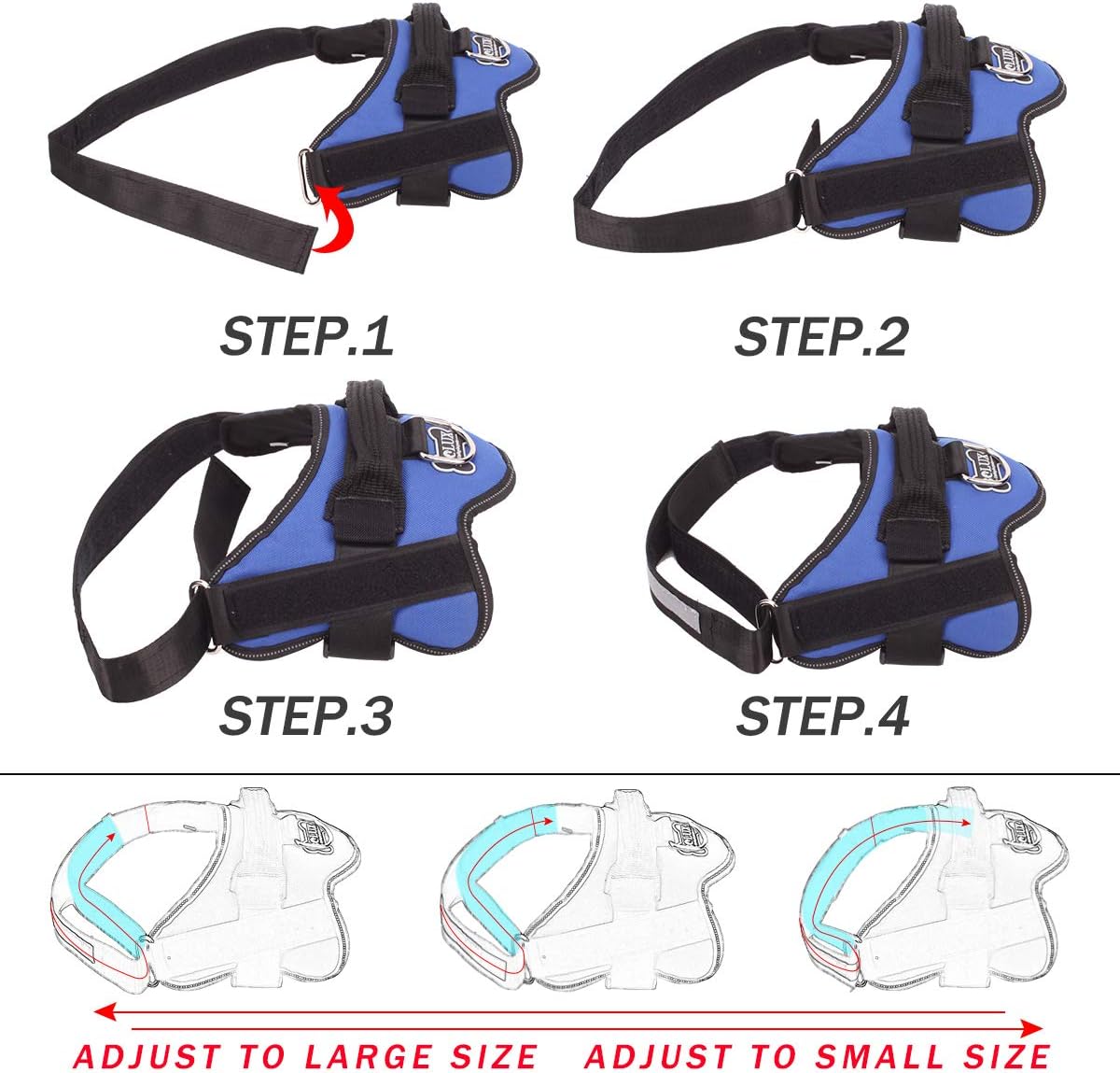 Bolux Dog Harness, No-Pull Reflective Dog Vest, Breathable Adjustable Pet Harness with Handle for