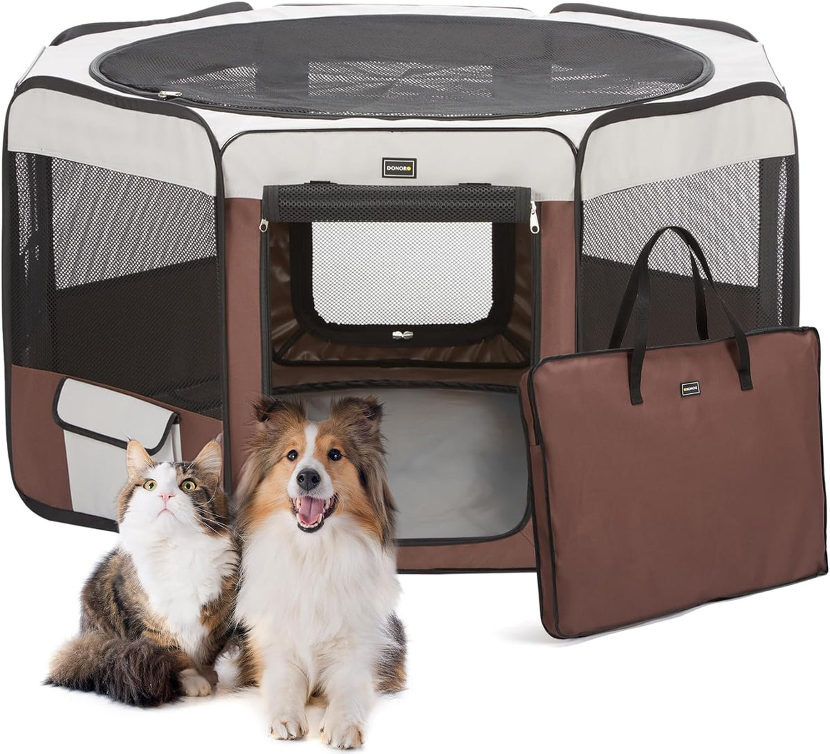 DONORO Dog Playpen Portable Pet Play Pens for Small Dog/Cat/Rabbit/Chicks, Cat Playpen