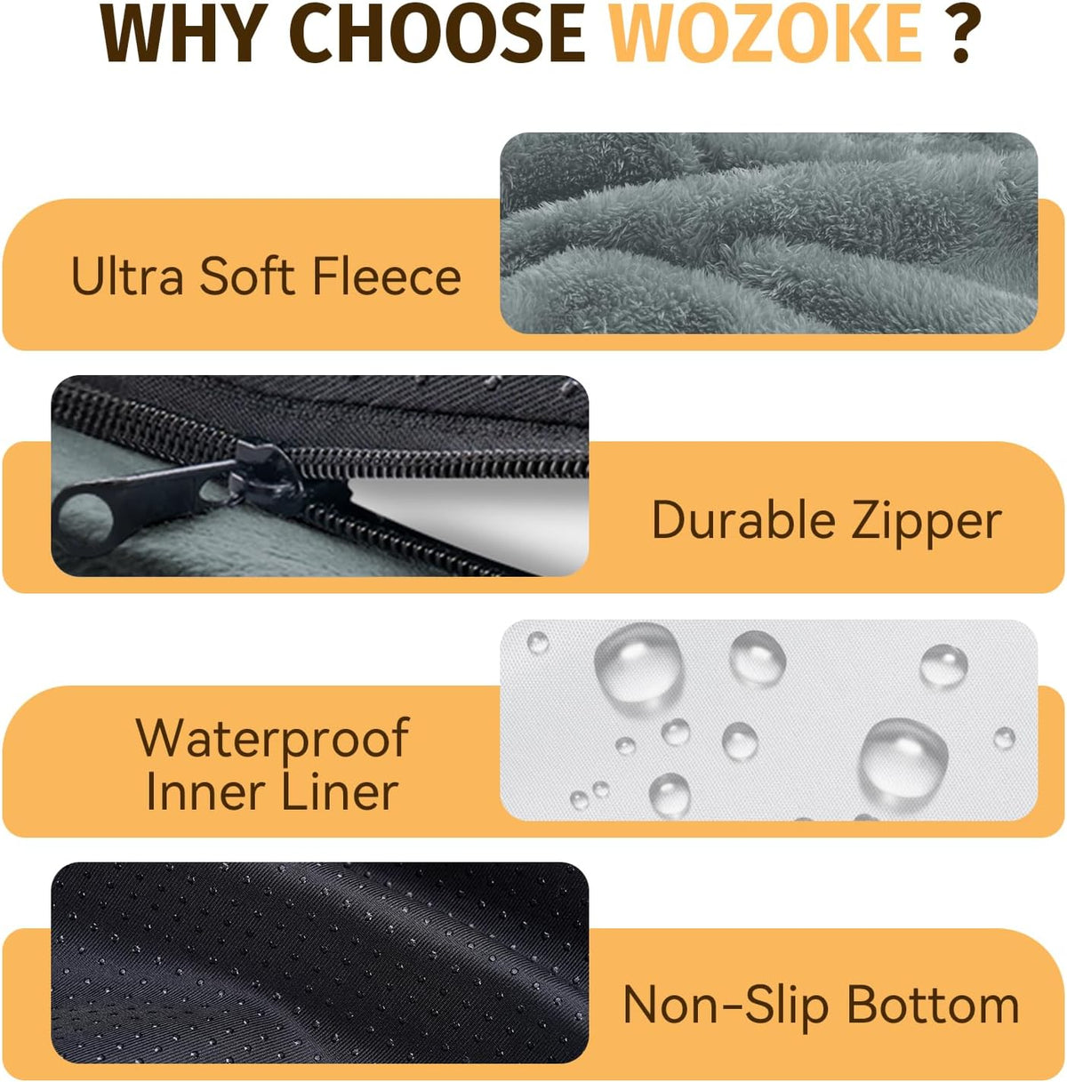 Orthopedic Waterproof Large Dog Bed: Memory Foam Washable Dog Bed with Bolsters - Removable
