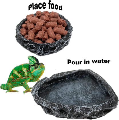 2 Pack Reptile Feeding Dish Corner Bowl, Reptile Water Dish Food Bowl Feeding Terrarium Bowls for