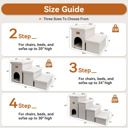Dog Stairs with Condo 15" H, 2-Step Wider Dog Steps for Small/Medium/Large Old Dogs Cats, Folding
