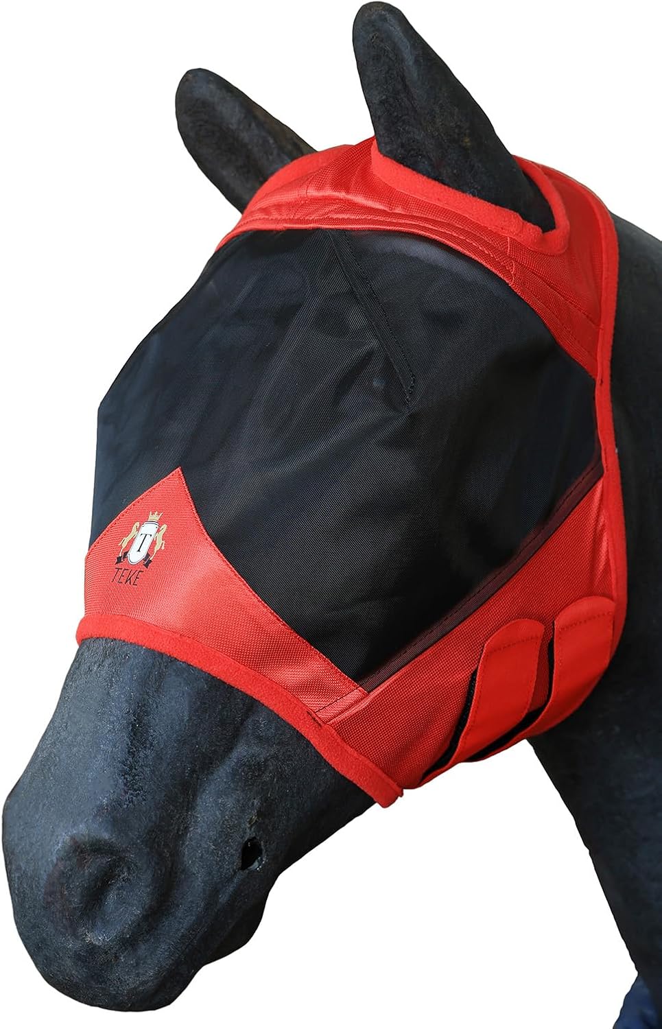 T TEKE Fine Mesh Horse Fly Mask w/No Ears, UV Blocking 3D Eye Visor with Extra Fleece Cushioned