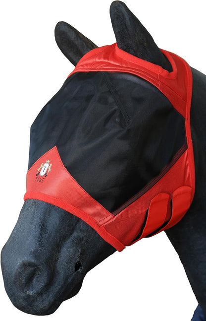 T TEKE Fine Mesh Horse Fly Mask w/No Ears, UV Blocking 3D Eye Visor with Extra Fleece Cushioned