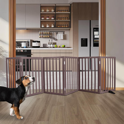 ZJSF Freestanding Indoor Dog Gate for House Foldable Wood Puppy Gate for Doorways Pet Gate for