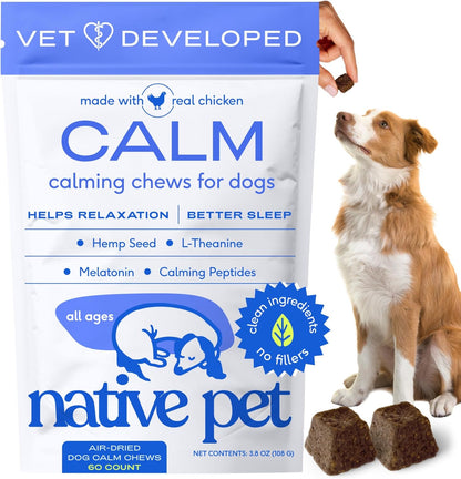 Native Pet Calming Chews for Dogs - Melatonin for Dogs Anxiety Relief - Grain Free All Natural Hemp