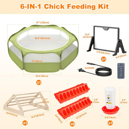 Pawaboo 6-in-1 Chicken Brooder Box for Chick Starter Kit, Includes Pet Cage Tent, Brooders Heating