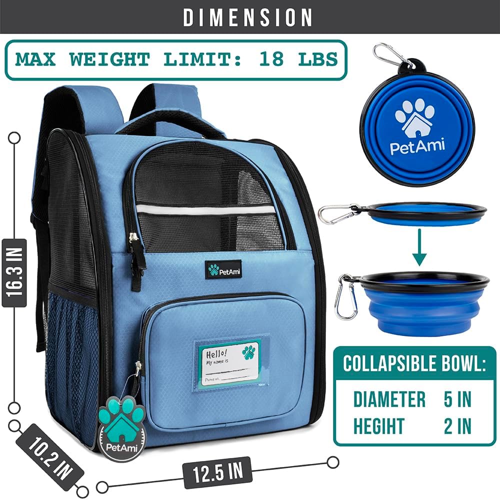PetAmi Dog Backpack Carrier for Small Large Cat, Pet, Puppy, Ventilated Pet Hiking Backpack Travel