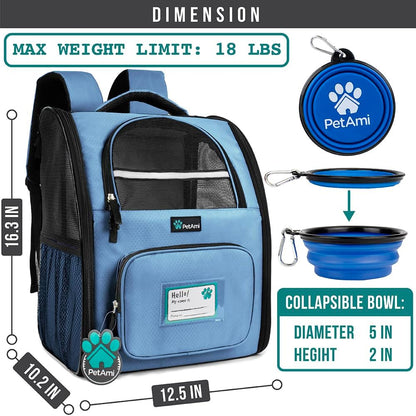 PetAmi Dog Backpack Carrier for Small Large Cat, Pet, Puppy, Ventilated Pet Hiking Backpack Travel