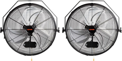 VEVOR 18 Inch Industrial Wall Mount Fan 2PCS, High Velocity 4000 CFM with 3-Speed Manual Control &