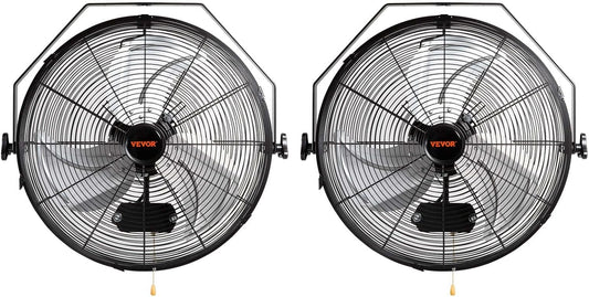 VEVOR 18 Inch Industrial Wall Mount Fan 2PCS, High Velocity 4000 CFM with 3-Speed Manual Control &