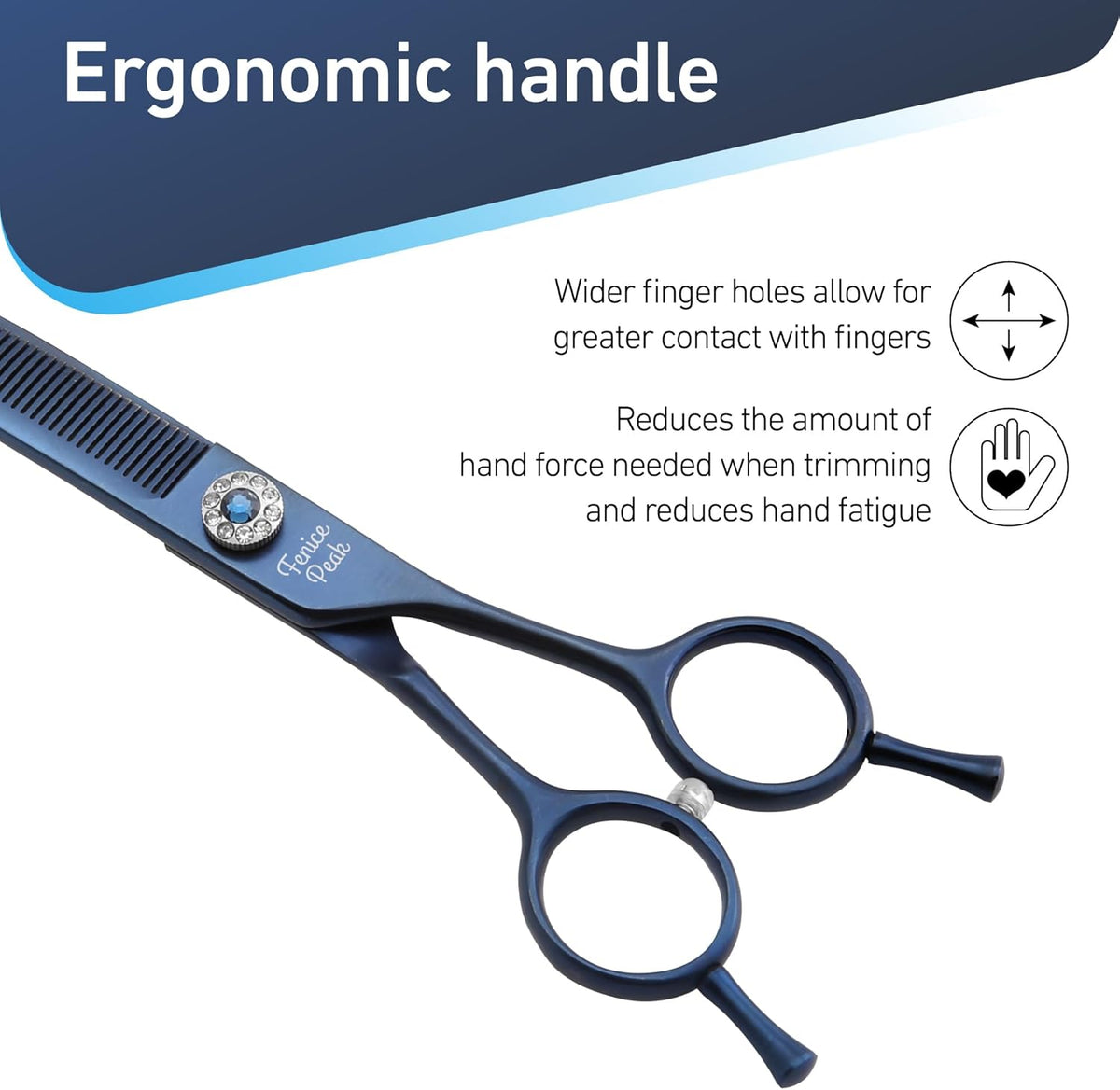 Fenice Peak Professional Dog Grooming Scissors Pet Curved Thinning Shears 7.0'' Extremely Sharp