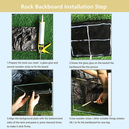 4pcs Rock Terrarium Background,3D Reptile Tank Background Board,Amphibian Stereo Backdrop
