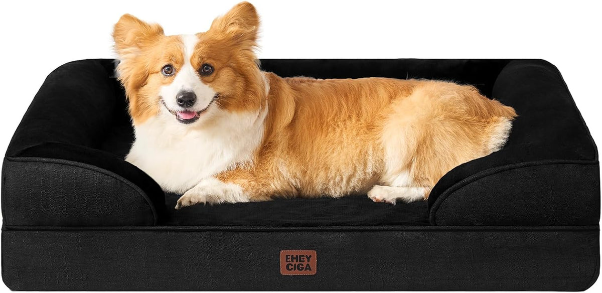 EHEYCIGA Orthopedic Dog Beds for Large Dogs, Waterproof Memory Foam Large Pet Bed with Sides