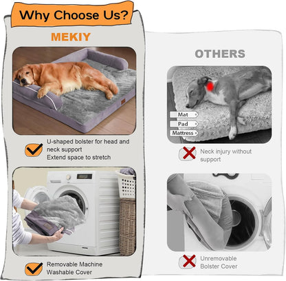 Orthopedic Large Dog Bed Washable, Orthopedic Dogs Bed with Removable Bolsters, Washable Dog Beds