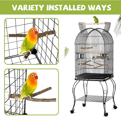 Natural Wood Bird Perches for Cage, Parrot Perch Stand & Platform, Bird Cage Accessories for