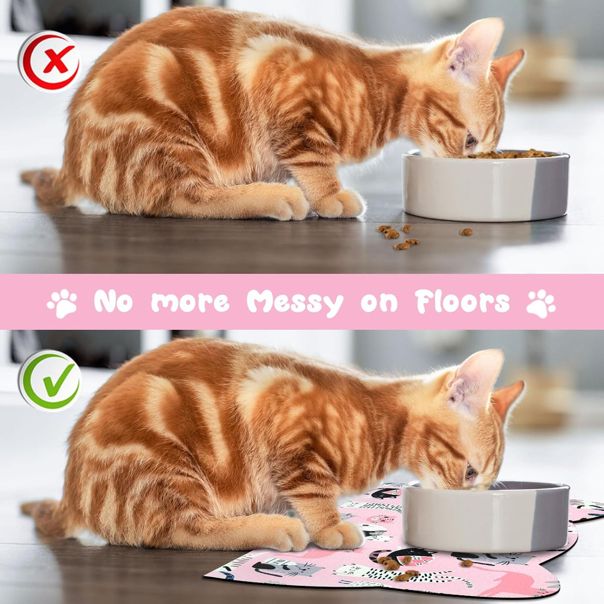 Cat Food Mats for Floor, Dog Water Bowl Mats Pet Feeding Absorbent Placemats for Food and Water
