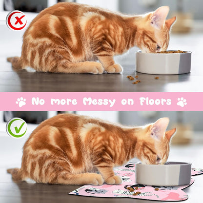 Cat Food Mats for Floor, Dog Water Bowl Mats Pet Feeding Absorbent Placemats for Food and Water
