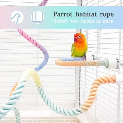 2pcs Gradient Colorful Bird Rope Perch Stand,Bird Cage Climbing Rope Toys Accessories,Bendable
