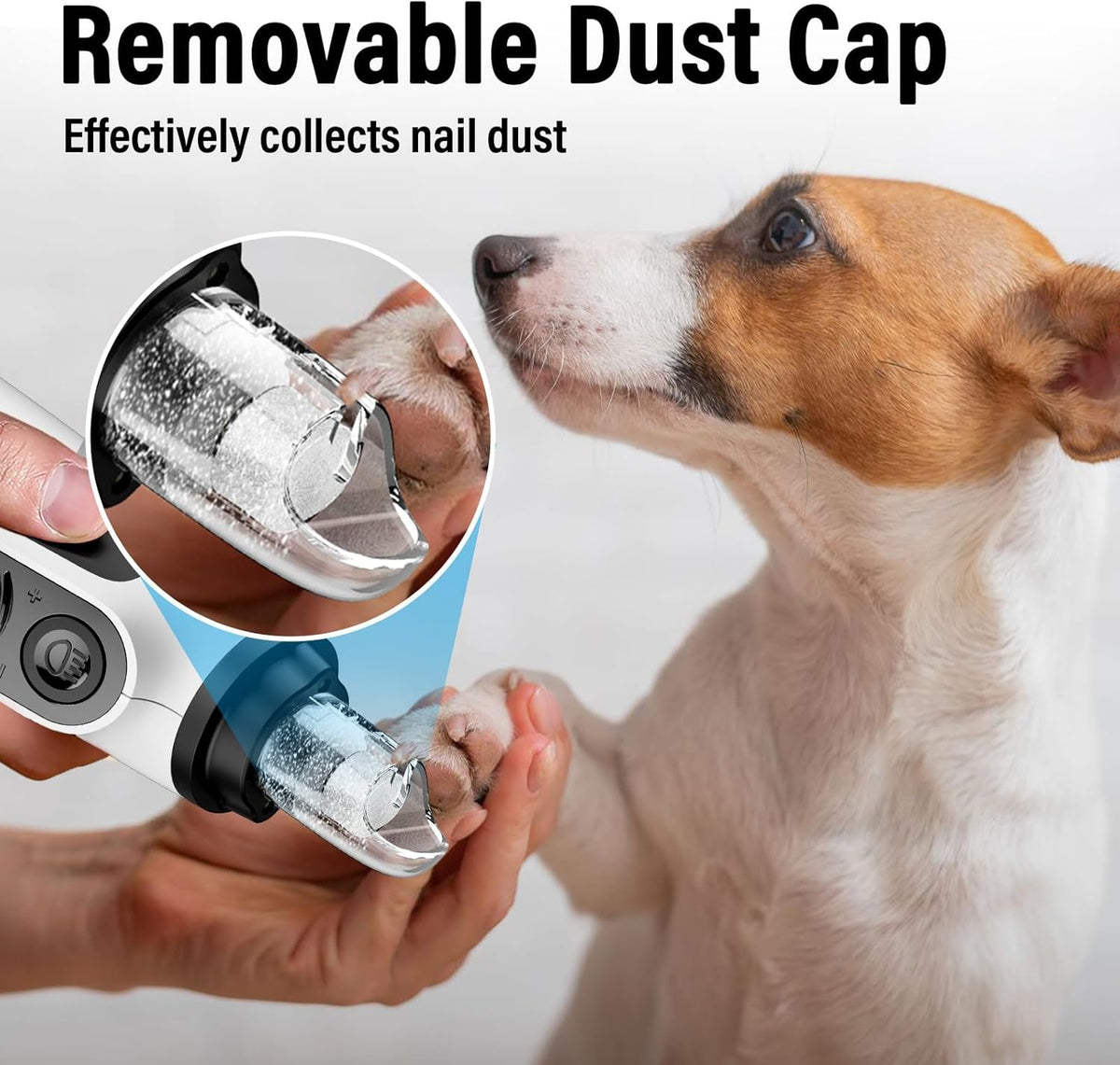 Casfuy Smart 6-Speed Dog Nail Grinder - 50% More Power Pet Nail Grinder with 2 LED Lights Quiet