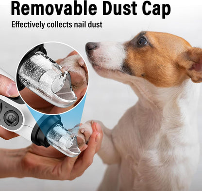 Casfuy Smart 6-Speed Dog Nail Grinder - 50% More Power Pet Nail Grinder with 2 LED Lights Quiet