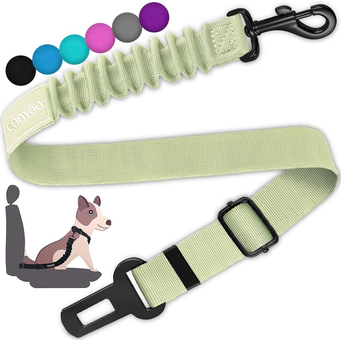 COOYOO Dog Seat Belt,Retractable Dog Car Harness Seat Belt for Car Adjustable Nylon Pet Safety Seat