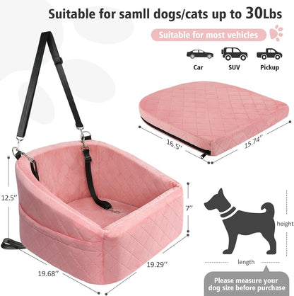 Dog Car Seat for Small Medium Dogs,Detachable Washable Dog Booster Seat Under 30lbs, Pet Car Seats