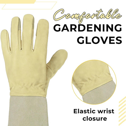 HANDLANDY Rose Pruning Gardening Gloves for Men Women, Thorn Proof Forearm Protection Leather