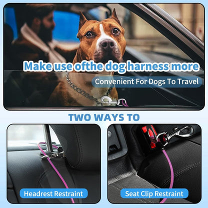 Dog Seat Belt Harness for Car,Dog Seatbelt of Coated Wire Leash Safety Restraint,No Chew Tether