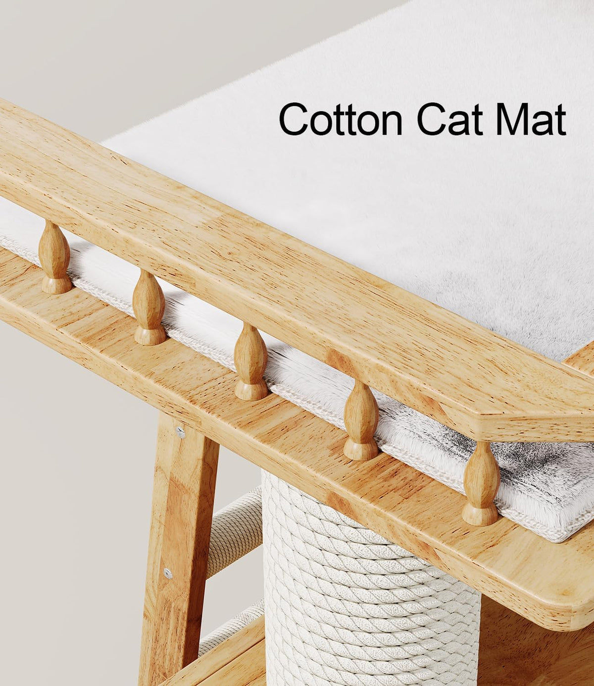 Modern Solid Wooden Cat Tree Tower, 25" Luxury Cats Trees Condo with Scratching Post, 2 Level Heavy