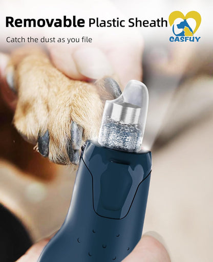 Casfuy Dog Nail Grinder Quiet - (45db) 6-Speed Pet Nail Grinder with 2 LED Lights for Large Medium
