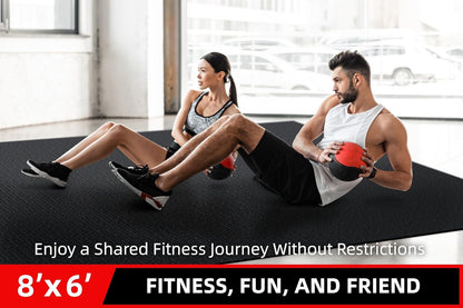 Large Exercise Mat for Home Workout,12‘x6’/10'x6'/9'x6'/8'x6'/7'x5'/6'x4' (7mm) Extra Thick Workout