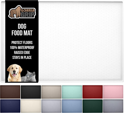 GORILLA GRIP 100% Waterproof Raised Edge BPA Free Silicone Pet Feeding Mat, Dog Cat Food Mats