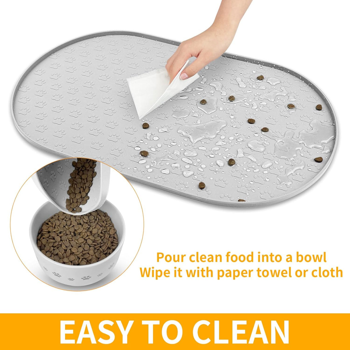 KPWACD Dog Food Mat Anti-Slip Bowl Mats for Food and Water, High-Lips Waterproof Pet Placemat
