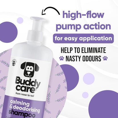 Calming & Deodorising Dog Shampoo by Buddycare | Lavender Scented | with Aloe Vera and Pro Vitamin