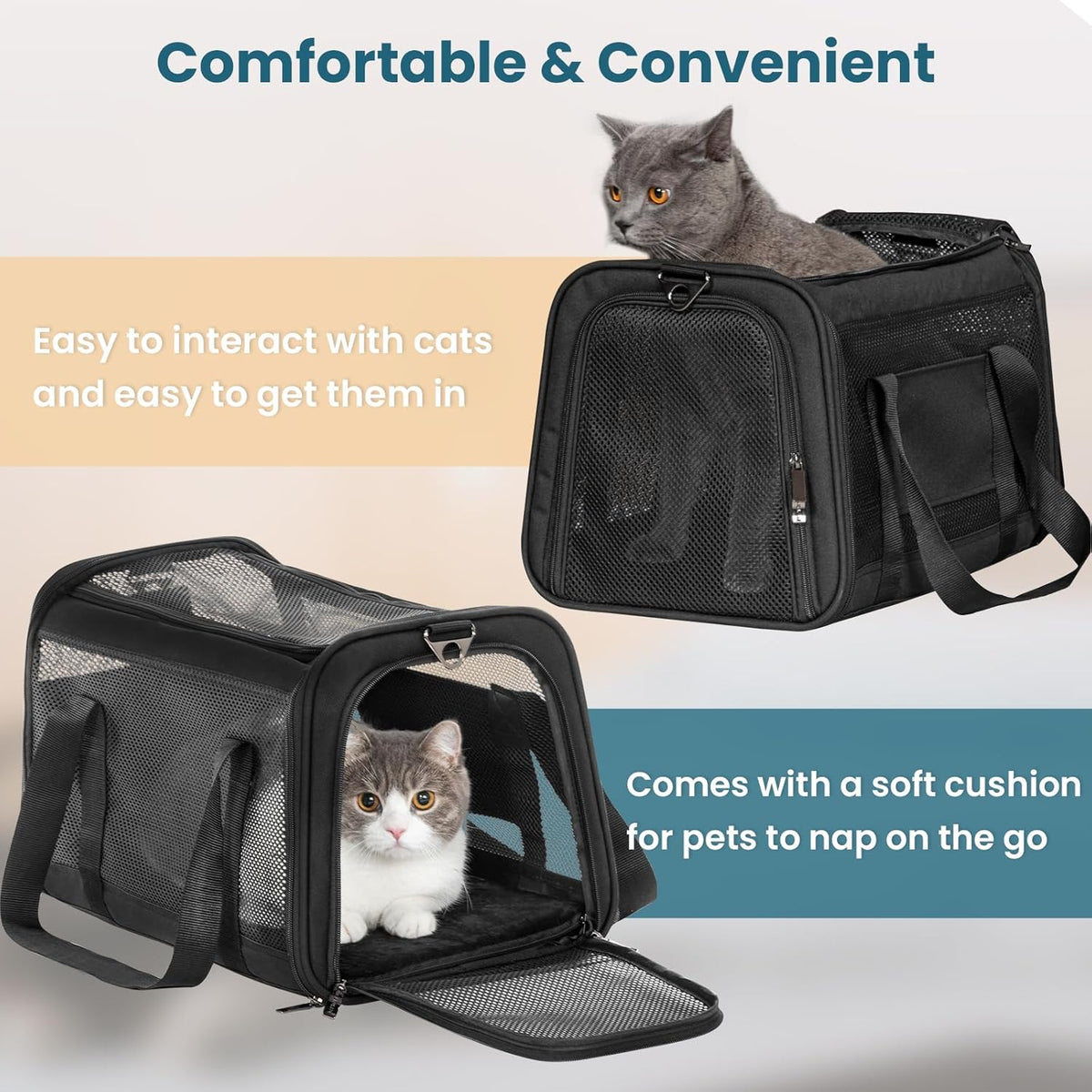 Petsfit Cat Carrier Dog Carrier, Large Capacity Lightweight Soft-Sided Pet Carrier for Travel, with
