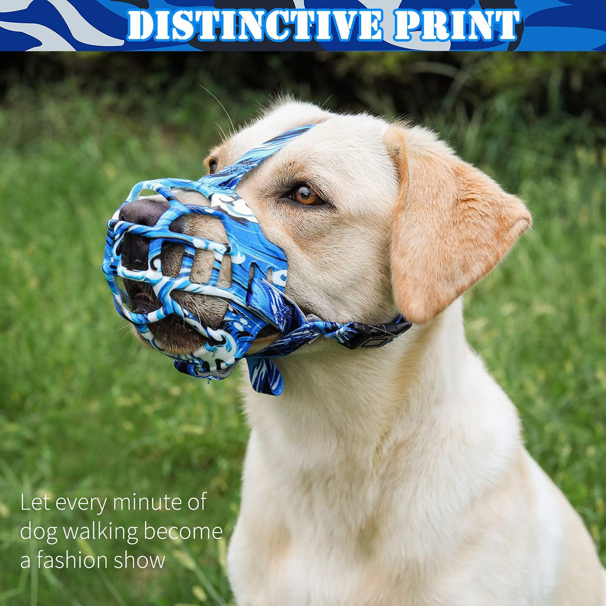 BARKLESS Dog Muzzle, Silicone Basket Muzzle for Small Medium Large Dogs, Soft Cage Mouth Cover